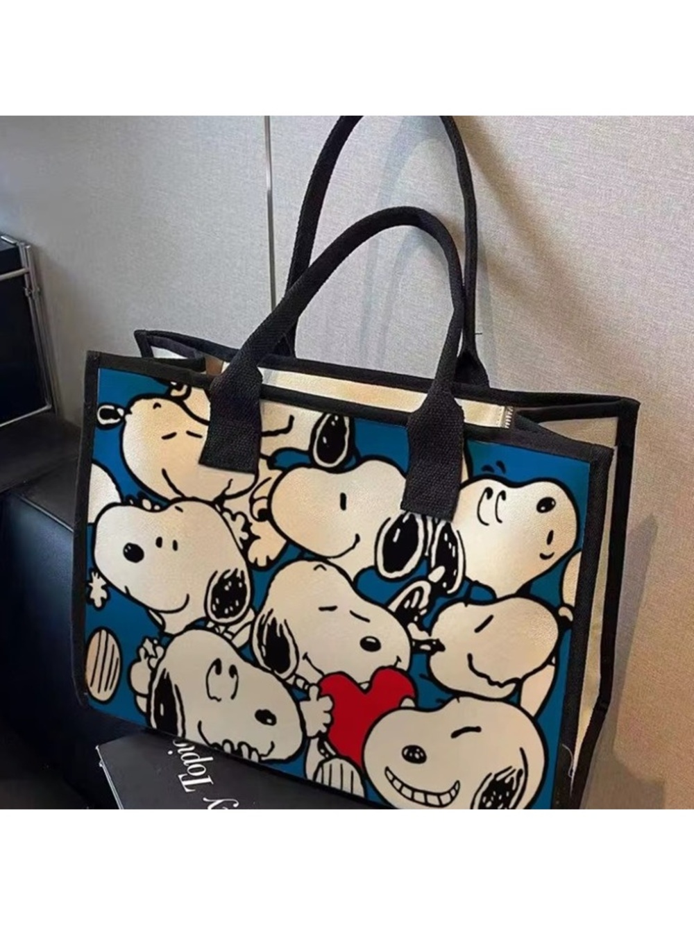 Snoopy Peanuts Large Tote Bag Canvas Shoulder Shopper Travel Work School Bag